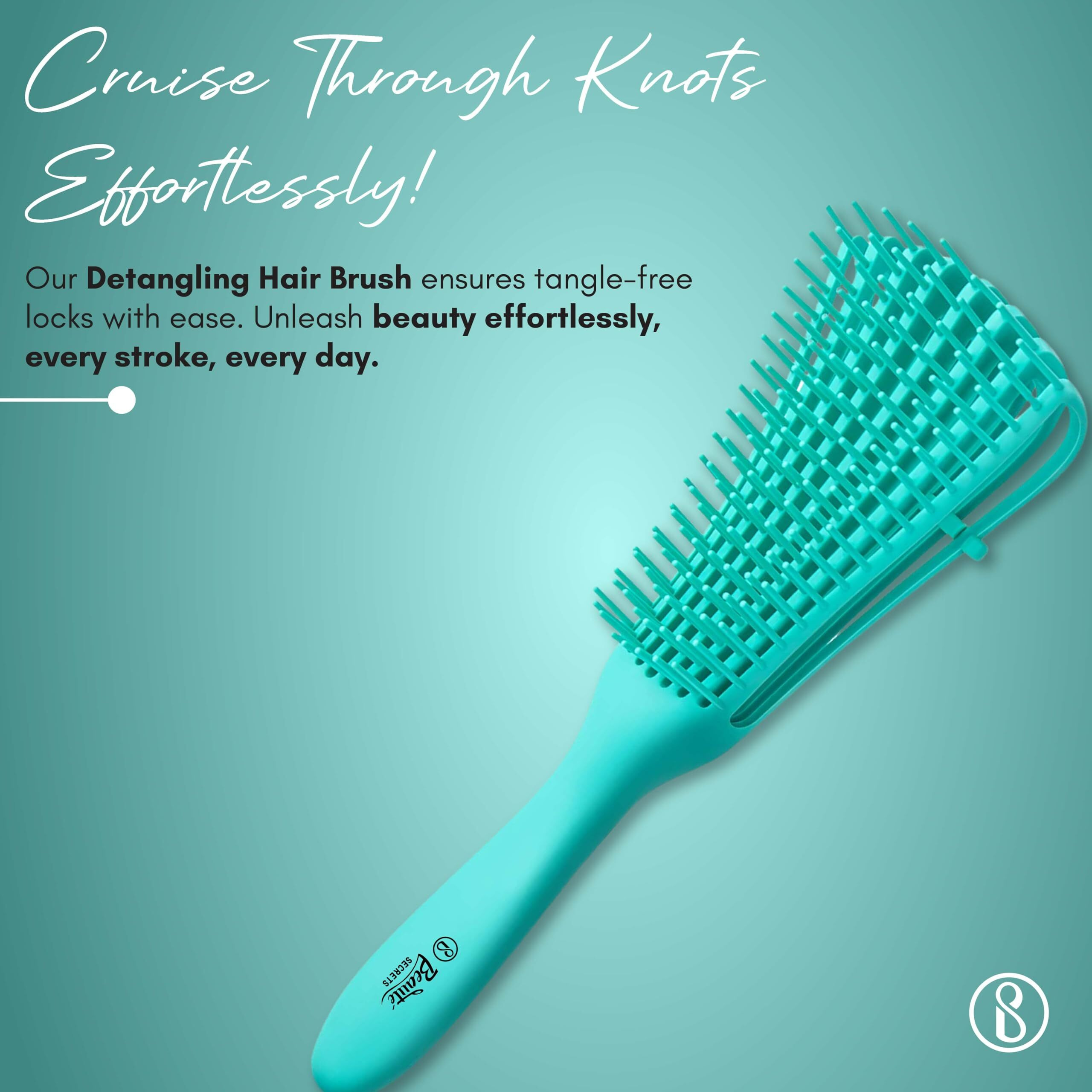 Beaut Secrets Detangler Hair Comb Brush For Adults And Kids Wet & Dry Hair, Removes Knots And Tangles Pain Free (Green)