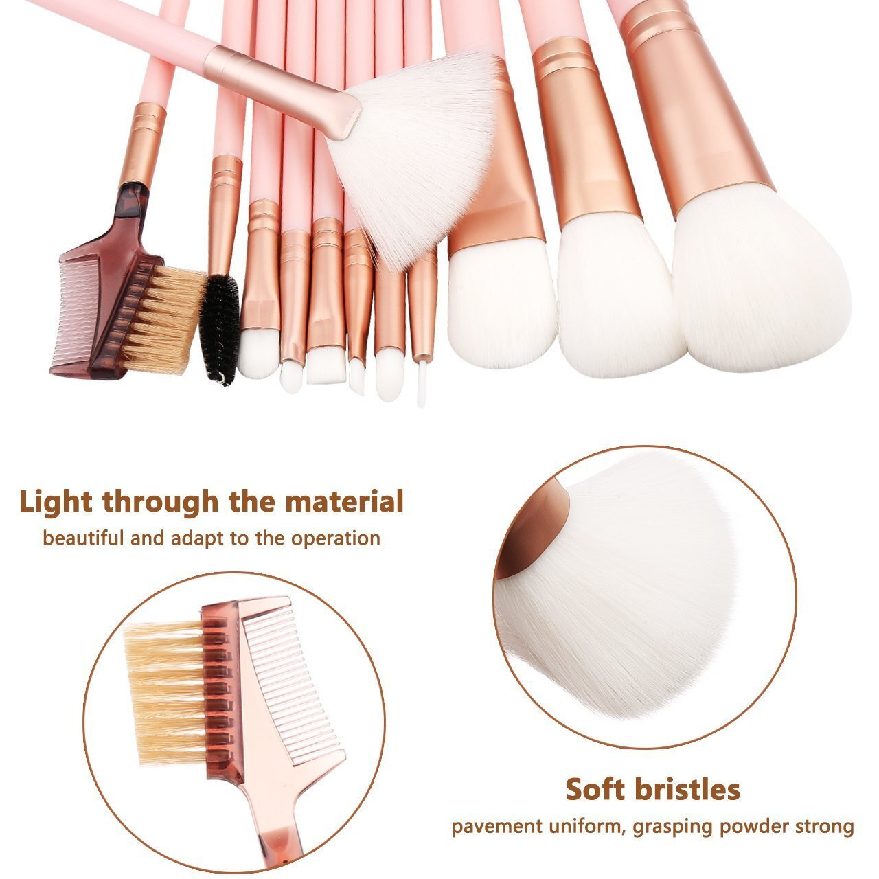 Macplus Makeup Brush Set With Storage Barrel - Pack Of 12 (Light Pink)