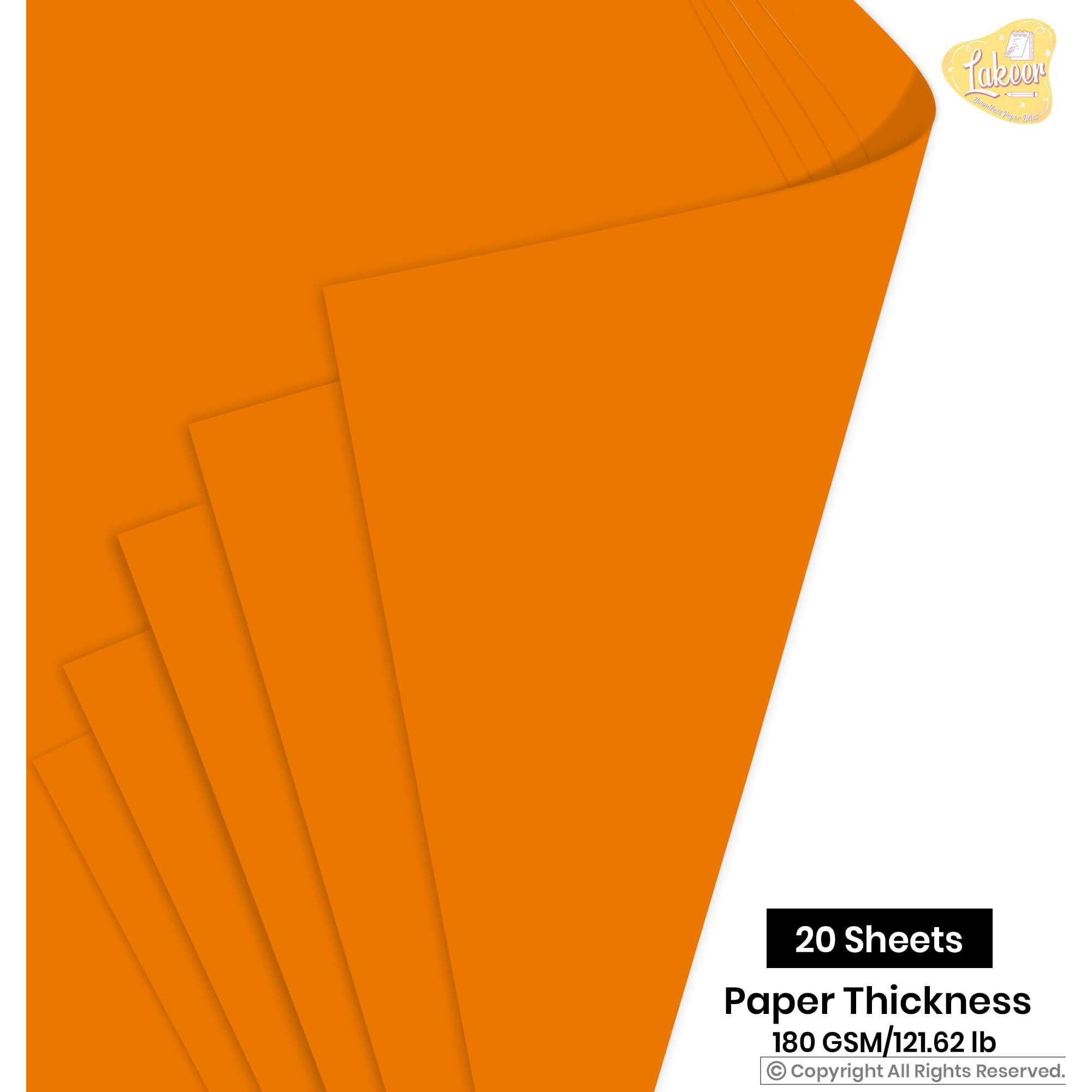 Lakeer A4 Color Paper 20 Sheets (Light Orange) Premium Colour 180 Gsm Pack For Copy Printing, Diy Art & Craft, Projects, Decoration, Other Office Printing,Watercolor