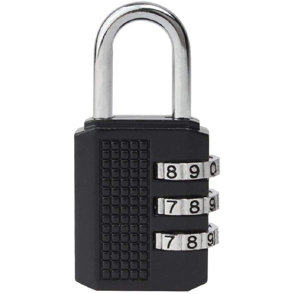 Volo 3 Digit Combination Lock/Number Lock/Luggage Lock/Mini Bag Lock For Travel And Work. Colour Black, Metal