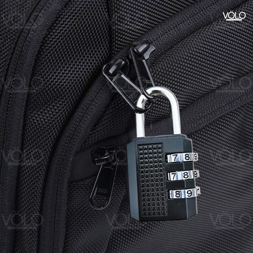 Volo 3 Digit Combination Lock/Number Lock/Luggage Lock/Mini Bag Lock For Travel And Work. Colour Black, Metal
