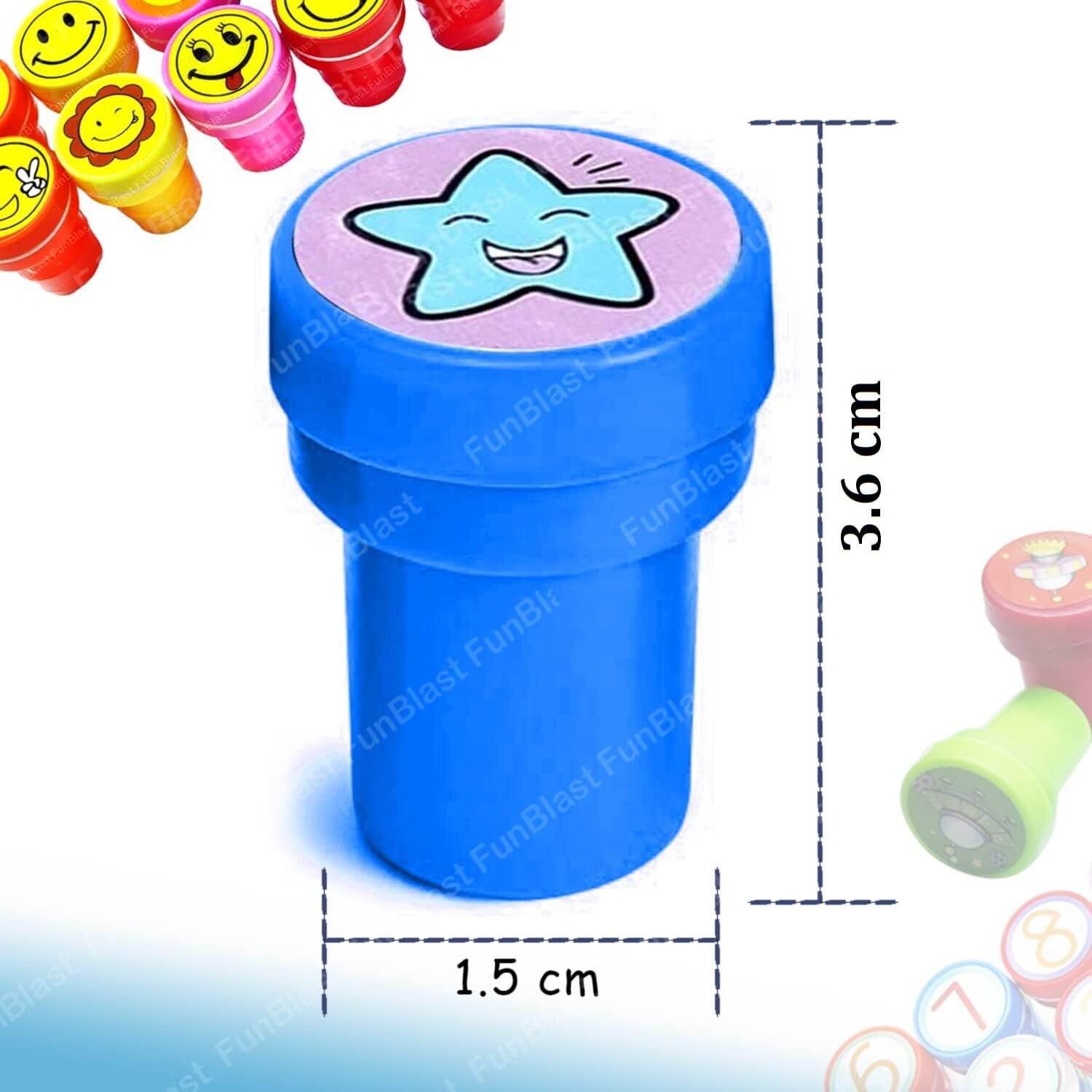 Funblast 10 Pcs Emoji Stamps For Kids -Plastic Stamper Toys Art And Craft School Supplies Toys For Kids/Boys/Girls - Multi Color