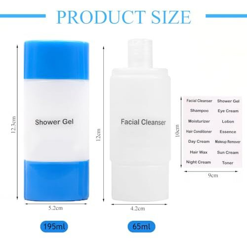 Inovera (Label) 4 Piece Refillable Travel Bottles For Toiletries - 3 In 1 Plastic Shampoo, Cream, Conditioner, Lotion Storage Container - Travelling Accessories (Blue)