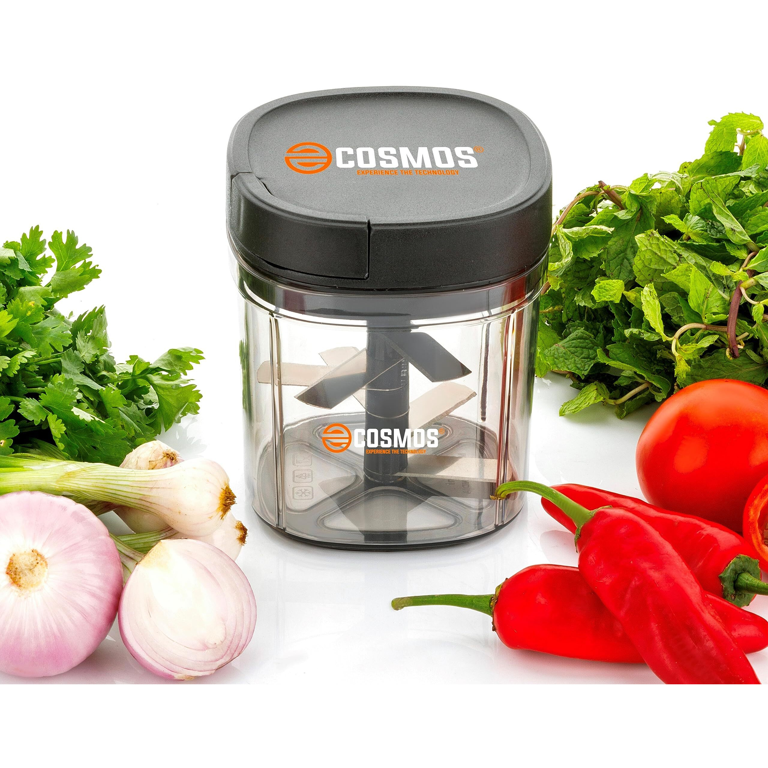 E-Cosmos 900Ml Manual Chopper For Garlic Onion Vegetable Fruits Nuts Cutter Bpa Free Food Safe Material Anti Slip Base Hand Pull Mincer Blender Mixer Food Processor For Kitchen