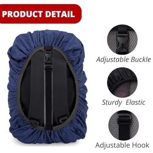 Mutmain Bag Cover Waterproof 25L To 35L Rain Cover For Backpack Schoolbag, Laptop Bag, Dust Proof, Rubberized Material (Navy Blue)