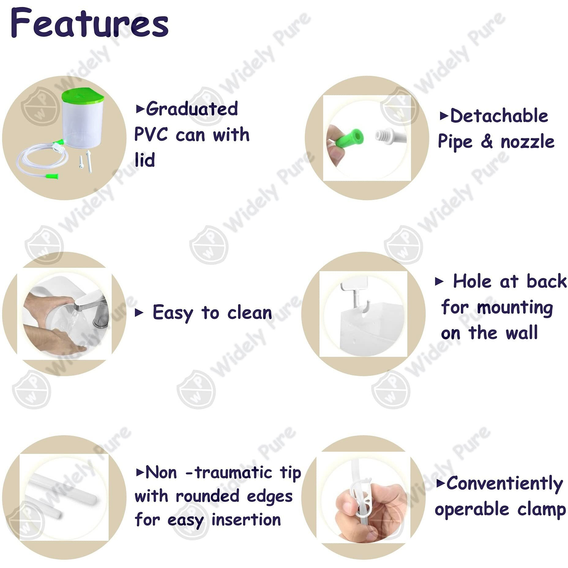 Widely Pure Pvc Enema Kit Satvik 1500Ml, 1 Silicon Tube, 2 Nozzles, 1 Clamp, 1 Enema Tube, 1 Enema Colon Tip With User Manual