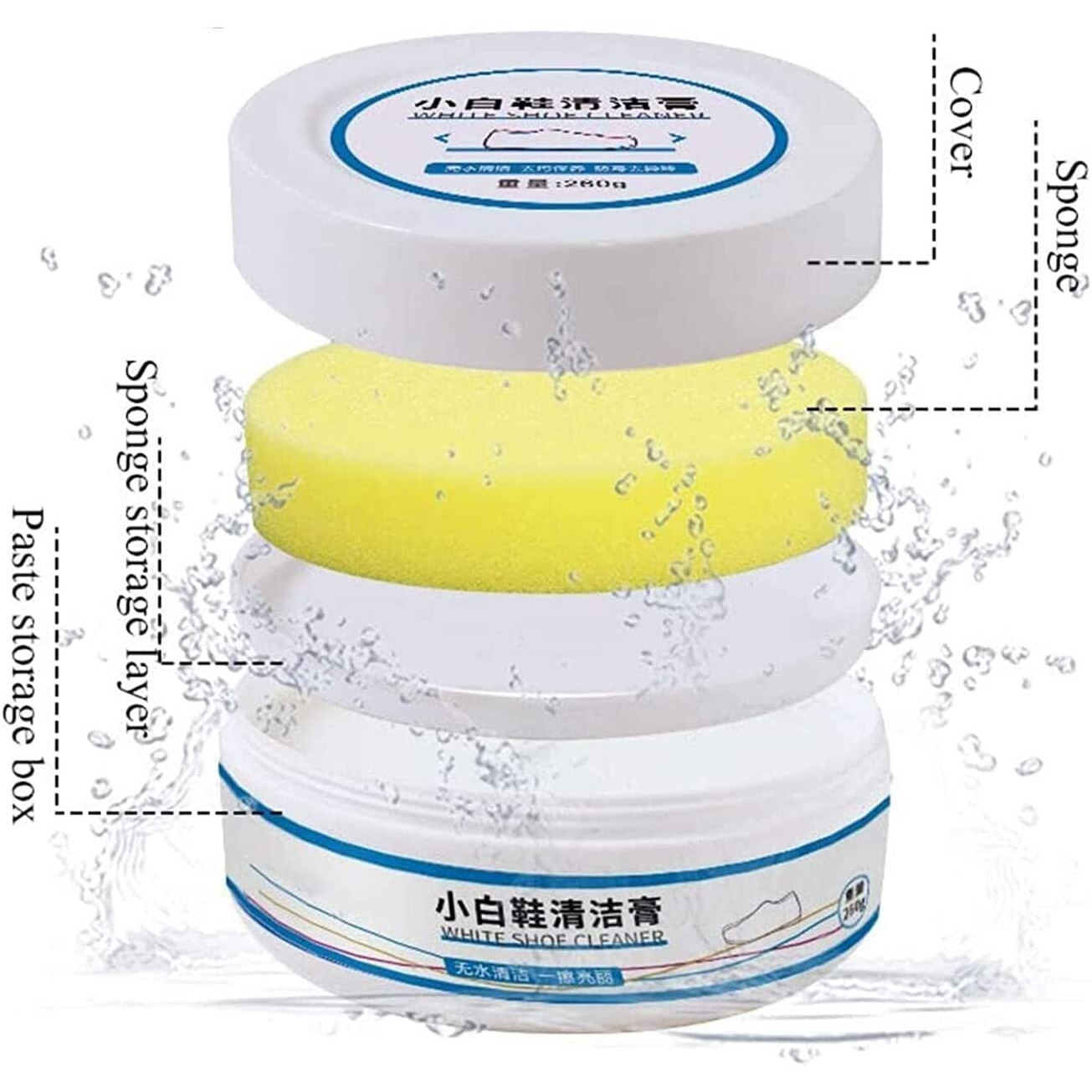 Jicoot White Shoe Cleaning Cream & Natural Sneaker & Shoe Cleaner Wipes - 1 Packs Of 80, Shoes Whitening Cleansing, Stain Remover Cleansing Cream For Shoe, No-Wash, For Leather Shoes - 260Gm