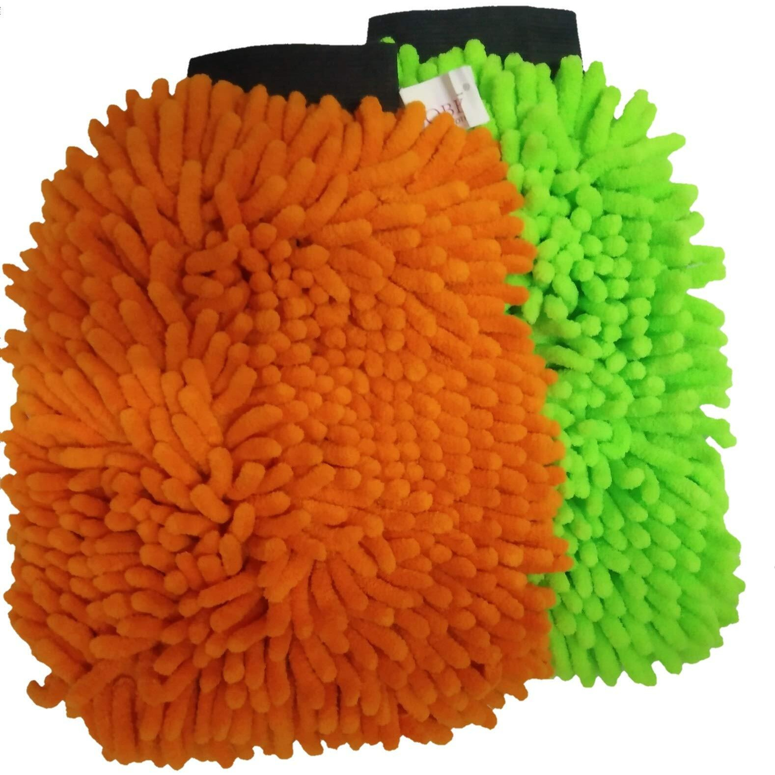 Sobby Microfibre Car Wash Mitt For Cleaning And Dusting Chenille Mitt Cleaning Gloves (2 Pcs Single Sided, Extra Large, Profesional Grade, Big Chenille Mitt Glove, Multi Colour)
