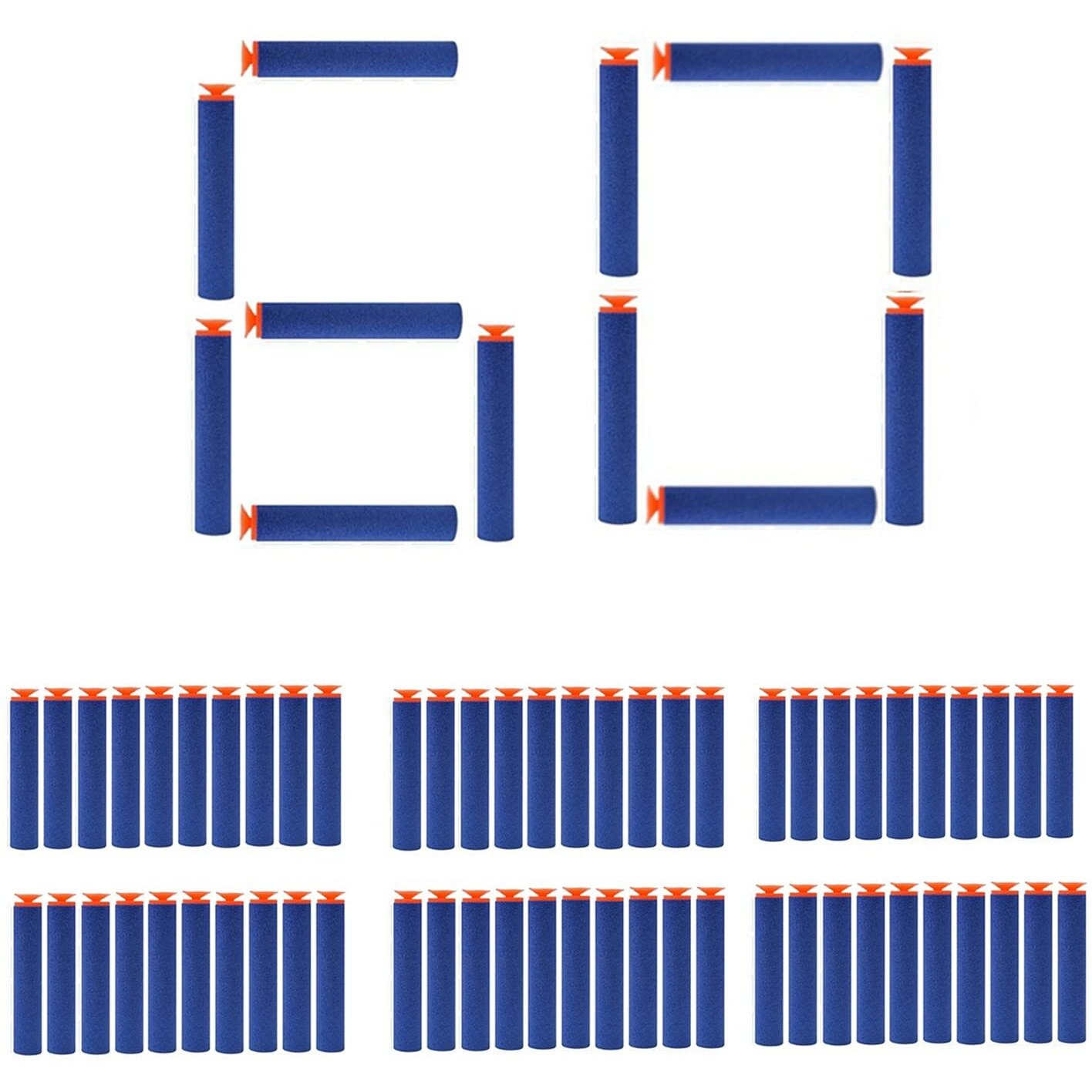 Toy Cloud Hot Fire Gun Bullet Soft Foam Dart For Nerf Gun Refill Sticky Head Darts For Nerf N-Stike Elite Guns (Multicolor) - Pack 60 Pcs, Kids