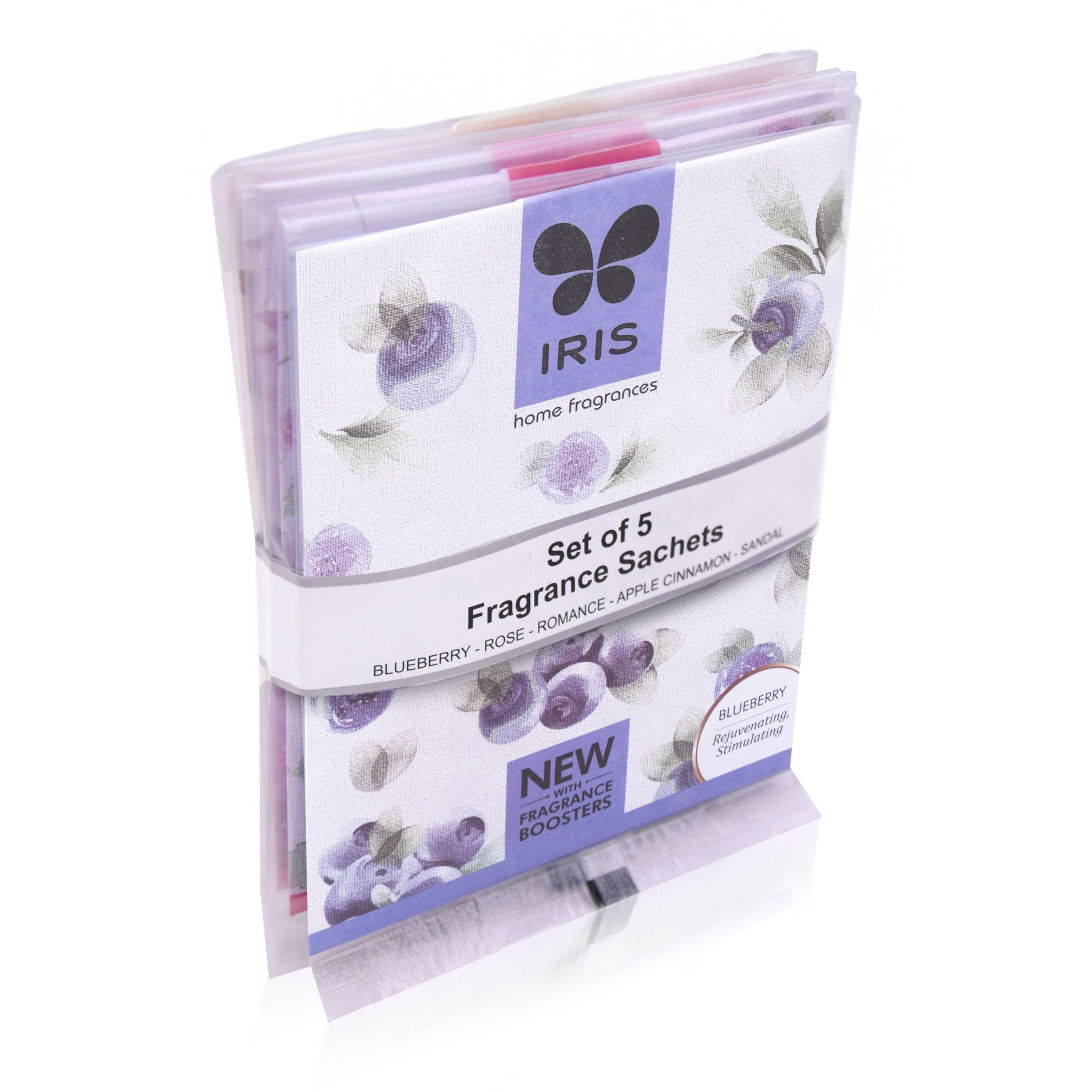 Iris Home Fragrance Sachets - Pack Of 5-10G Each - Apple Cinnamon, Romance, Sandal, Blueberry And Lavender - Airfreshner For Your Wardrobe, Drawer, Kitchen And Travel Bags