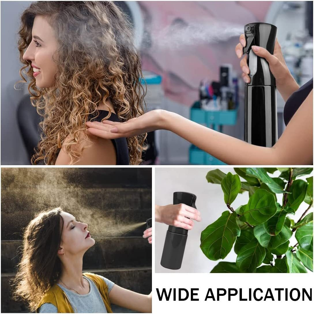 Inovera (Label) Refillable Empty Mist Water Spray Bottle For Taming Hair In Morning, Hairstyling, Plants, Pets (Black, 300Ml)