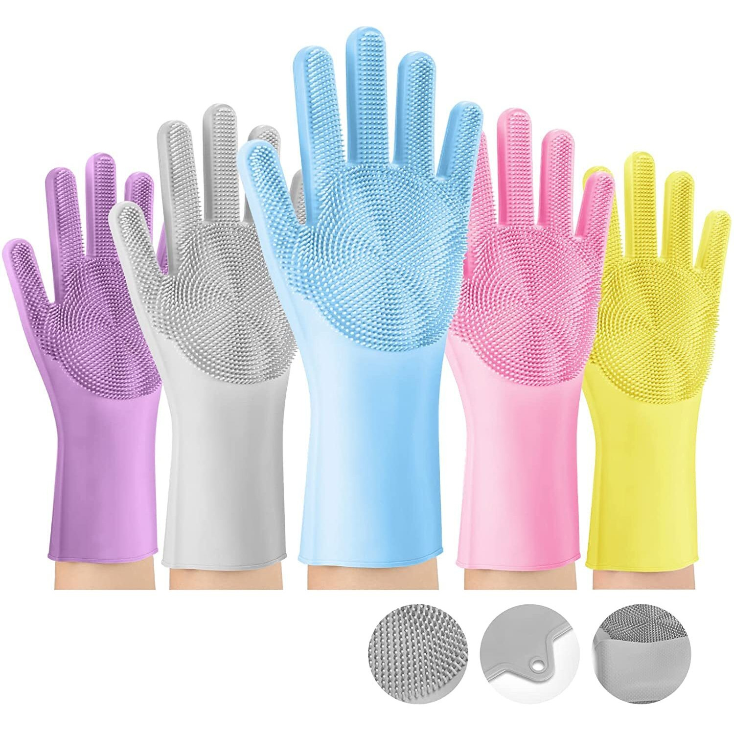 Kashi Surgicals Silicone Dish Washing Cleaning Pet Grooming Hand Gloves (Multicolor, Pack Of 1 Pair)