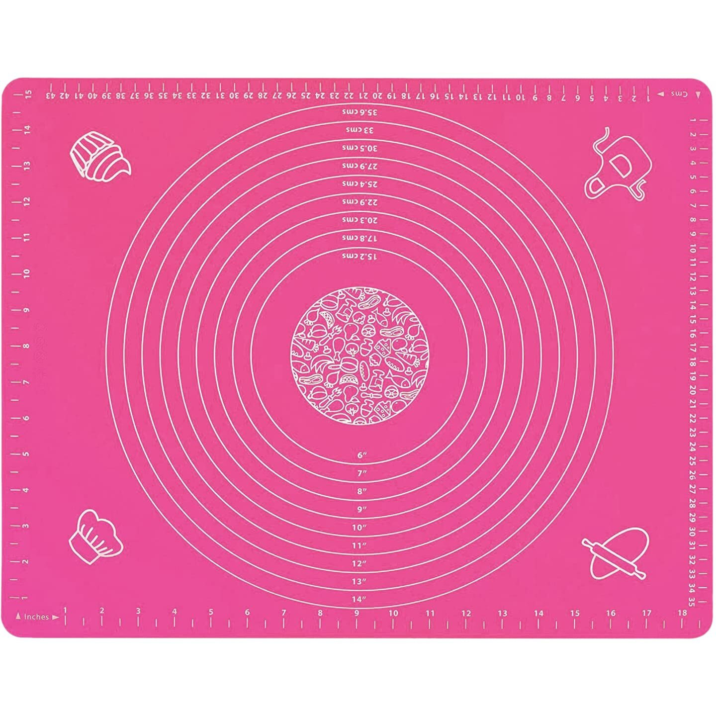 Zelkey Silicon Fondant Rolling Mat Or Silicone Baking Sheet Large With Measurements Stretchable For Kitchen Roti Chapati Cake Pad Cooking Dough Atta Kneading Big Size (Pink)