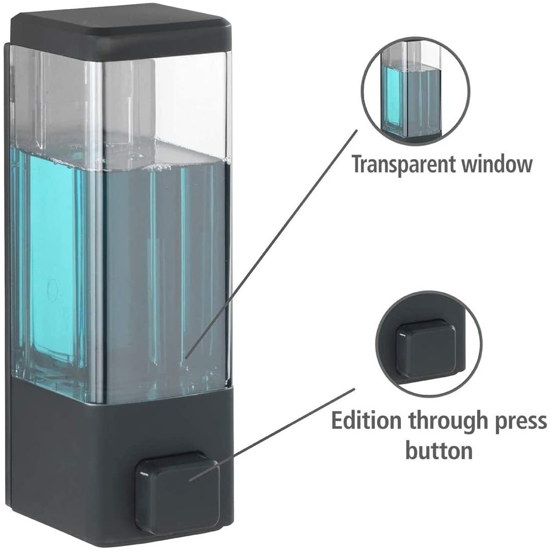 Bath Guru Abs Plastic Liquid Bathroom Soap Dispenser Transparent Shampoo Sanitizer Lotion Gel Dispenser For Bathroom Kitchen 350 Ml Pack Of 1 Clear Black