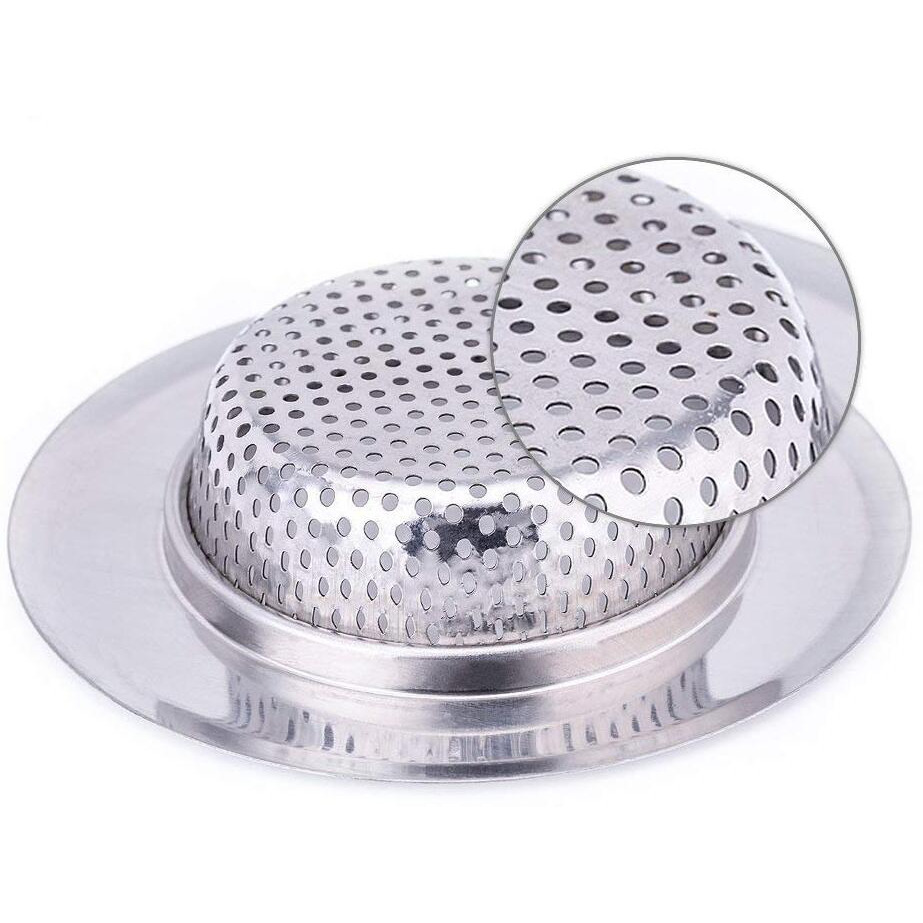 Woogor Combo Pack Of 2 Pcs Kitchen Sink Strainer Heavy Duty Stainless Steel Strainer Kitchen Drain Basin Basket Filter Stopper Drainer Sink Jali,11.3Wx2.6H Centimeters
