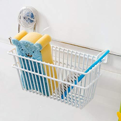 Zollyss Iron Sink Shelf Organizer Soap Sponge Drain Stand Rack Towel Shelves Holder Cupboard Draining Storage Basket (White, 20X12X10.2 Cm)