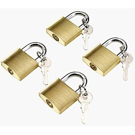 Hookcart Small Brass Polished Lock And Key (Gold) - Set Of 4