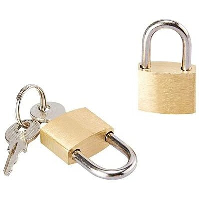 Hookcart Small Brass Polished Lock And Key (Gold) - Set Of 4
