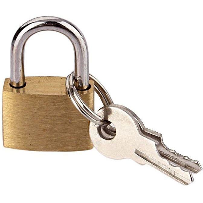 Hookcart Small Brass Polished Lock And Key (Gold) - Set Of 4