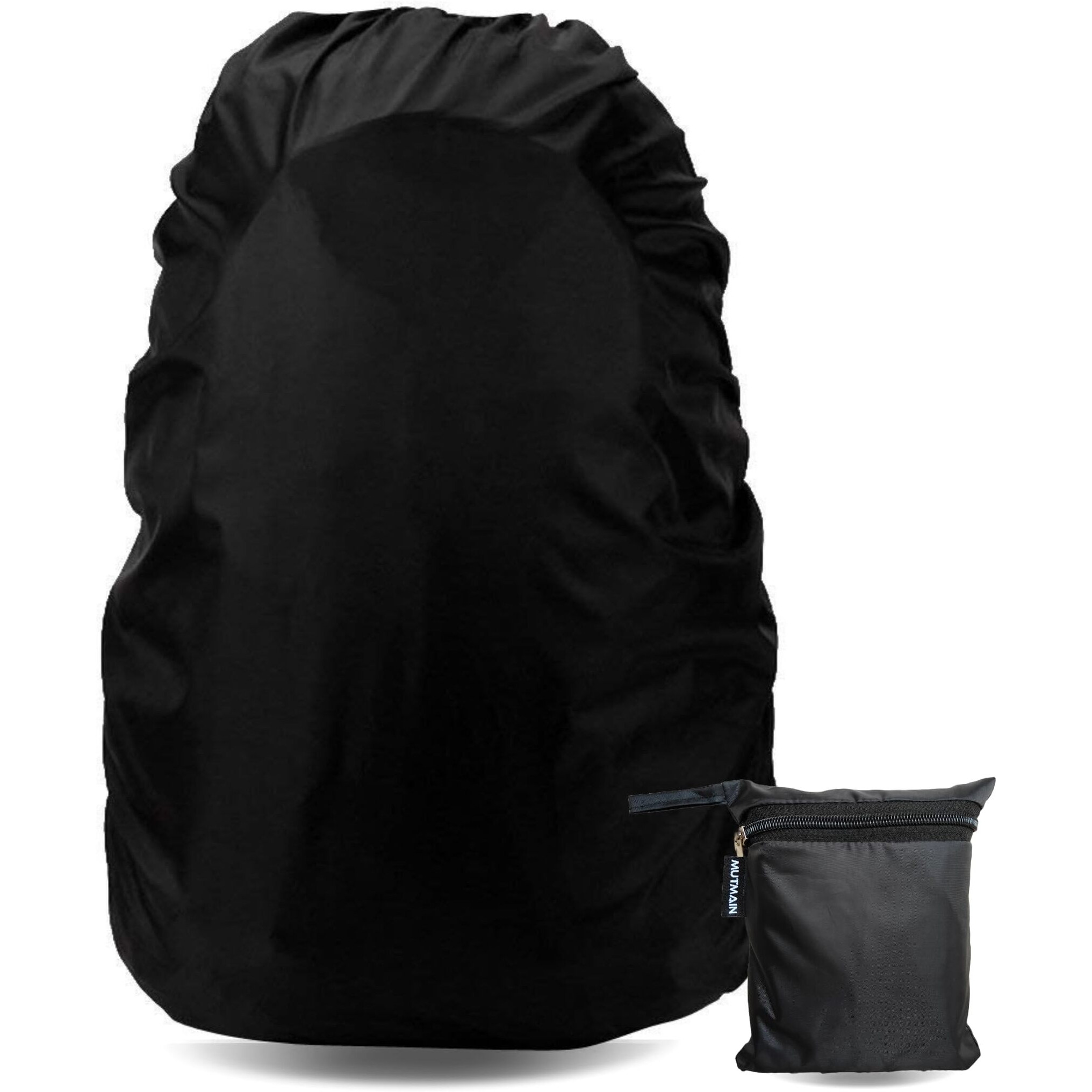 Mutmain Bag Cover Waterproof 40L To 50L Rain Cover For Backpack Bags, Tail Bag Cover, Treking Bag Covers Dust Proof, Rainproof, Rubberized Material, Elastic Adjustable Size (Bpblack-40Lto50L)
