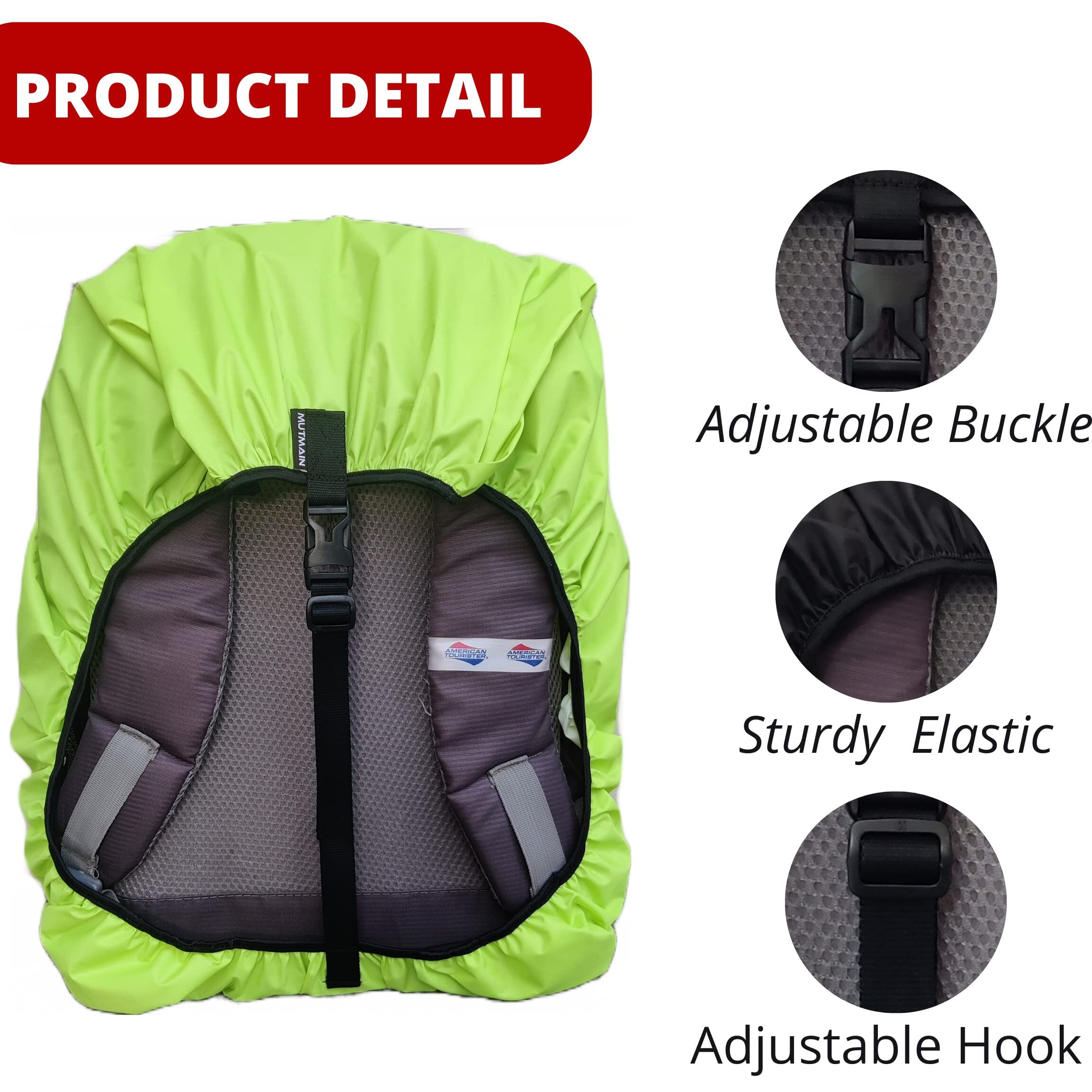 Mutmain Bag Cover Waterproof 40L To 50L Rain Cover For Backpack Bags, Tail Bag Cover, Treking Bag Covers Dust Proof, Rainproof, Rubberized Material, Elastic Adjustable Size(Bpparrot-45Lto60L)