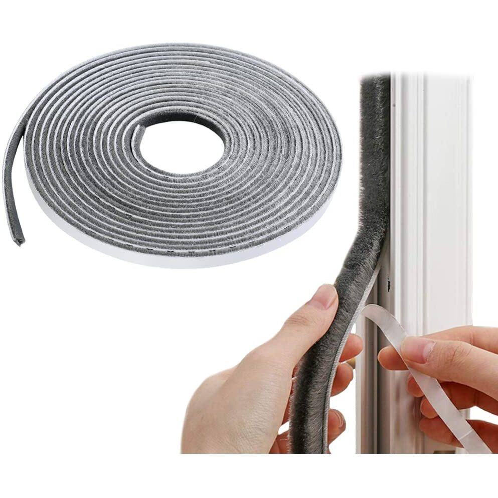 Bowiemall 10 Meter Weather Stripping Windows Seal Brush Weather Stripping Self Adhesive Seal Strip Weatherstrip For Windows And Doors Dustproof Soundproof Windproof For Windows Bottom And Frame