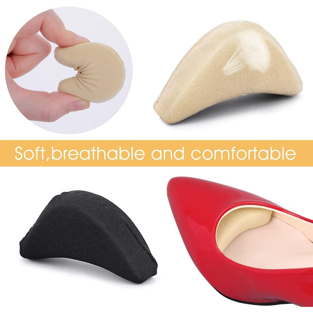 Aston Andia 4 Pair/8 Pcs Soft Shoe Fillers For Women Adjustable Tightener Pads Reusable Insoles For Loose Shoes(Black And Beige)