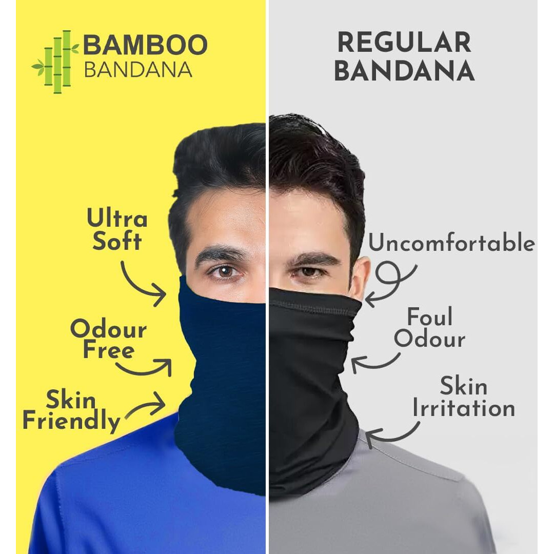 Heelium Unisex Bamboo Bandana For Men & Women | Super Soft | Odour-Free & Breathable | Durable & Multipurpose Bandana