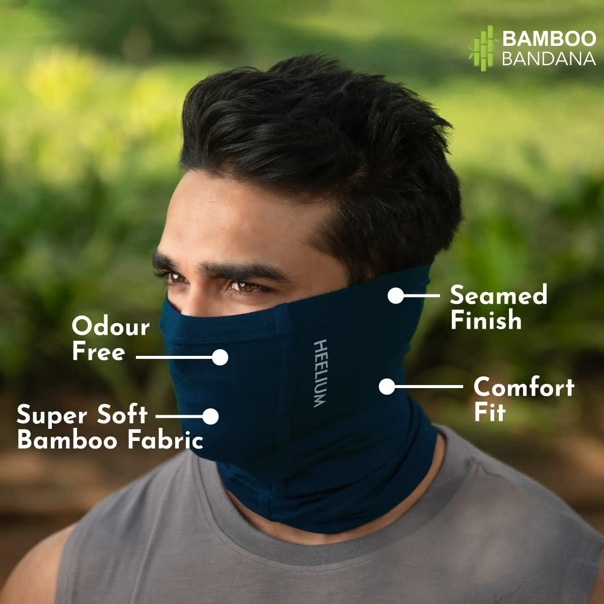 Heelium Unisex Bamboo Bandana For Men & Women | Super Soft | Odour-Free & Breathable | Durable & Multipurpose Bandana
