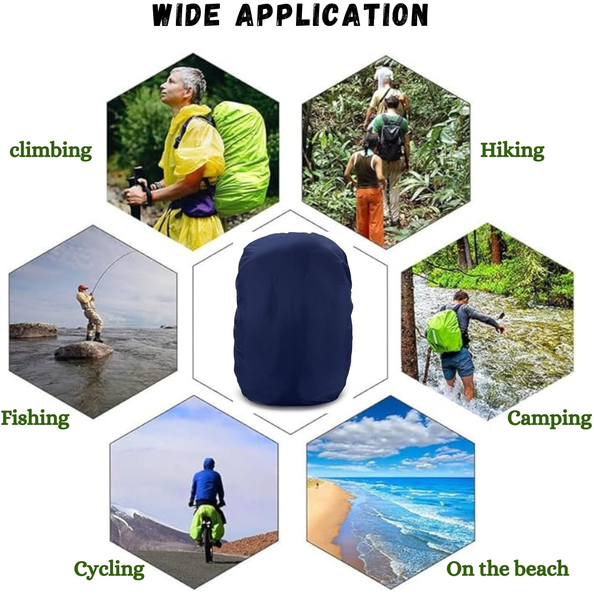 Mutmain Bag Cover Waterproof 40L To 50L Rain Cover For Backpack Bags, Tail Bag Cover, Treking Bag Covers Dust Proof, Rainproof, Rubberized Material, Elastic Adjustable Size(Navyblue-45Lto60L)