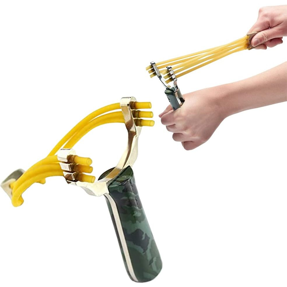 Fapiwen Slingshot With Rubber Band, Adjustable Alloy Catapult, Rubber For Boys Adult For Outdoor Games (Pack Of 1)