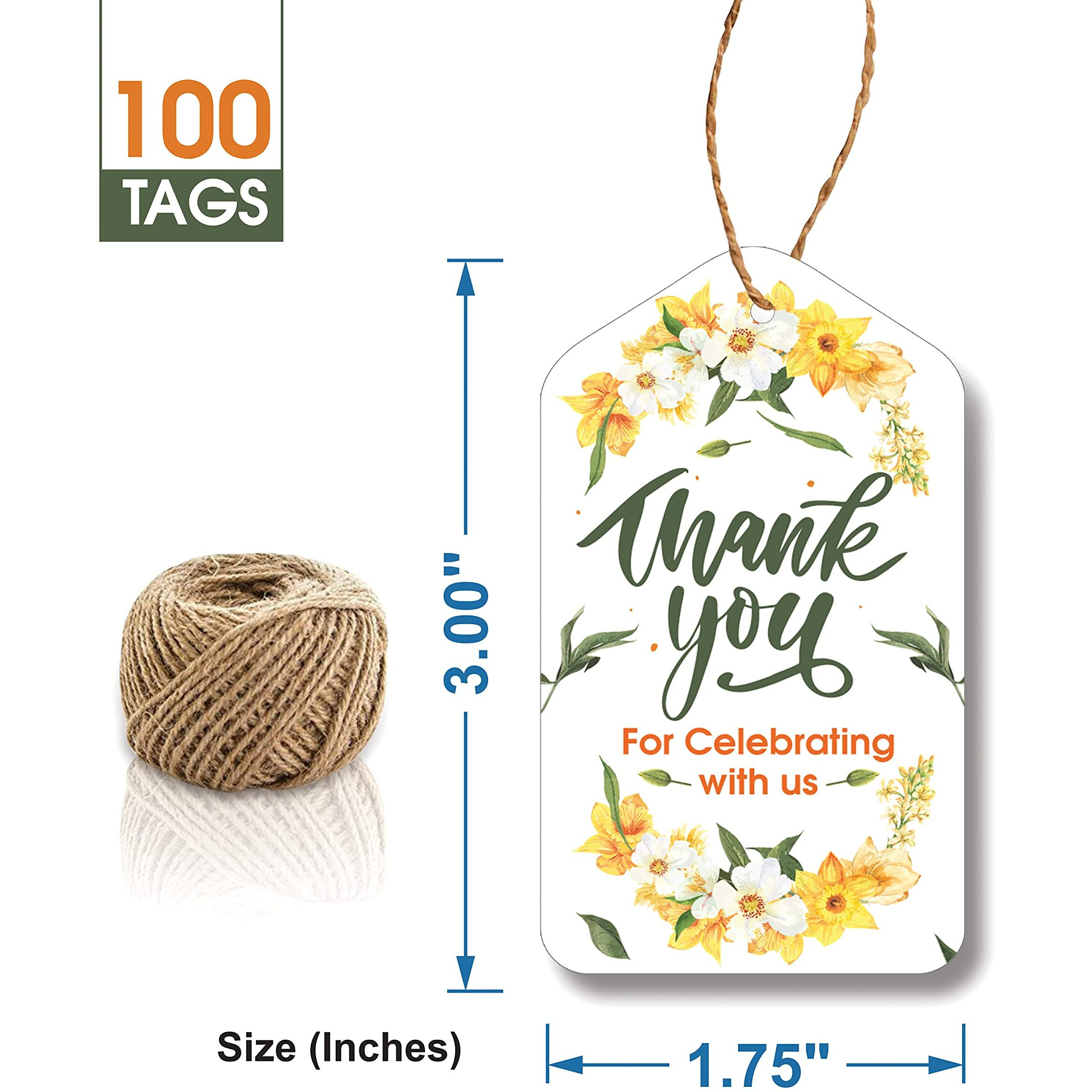 Clickedin - Thank You Tags For Packaging, Customized Packing Tags For Small Business 100 Pieces With Natural Jute Twine