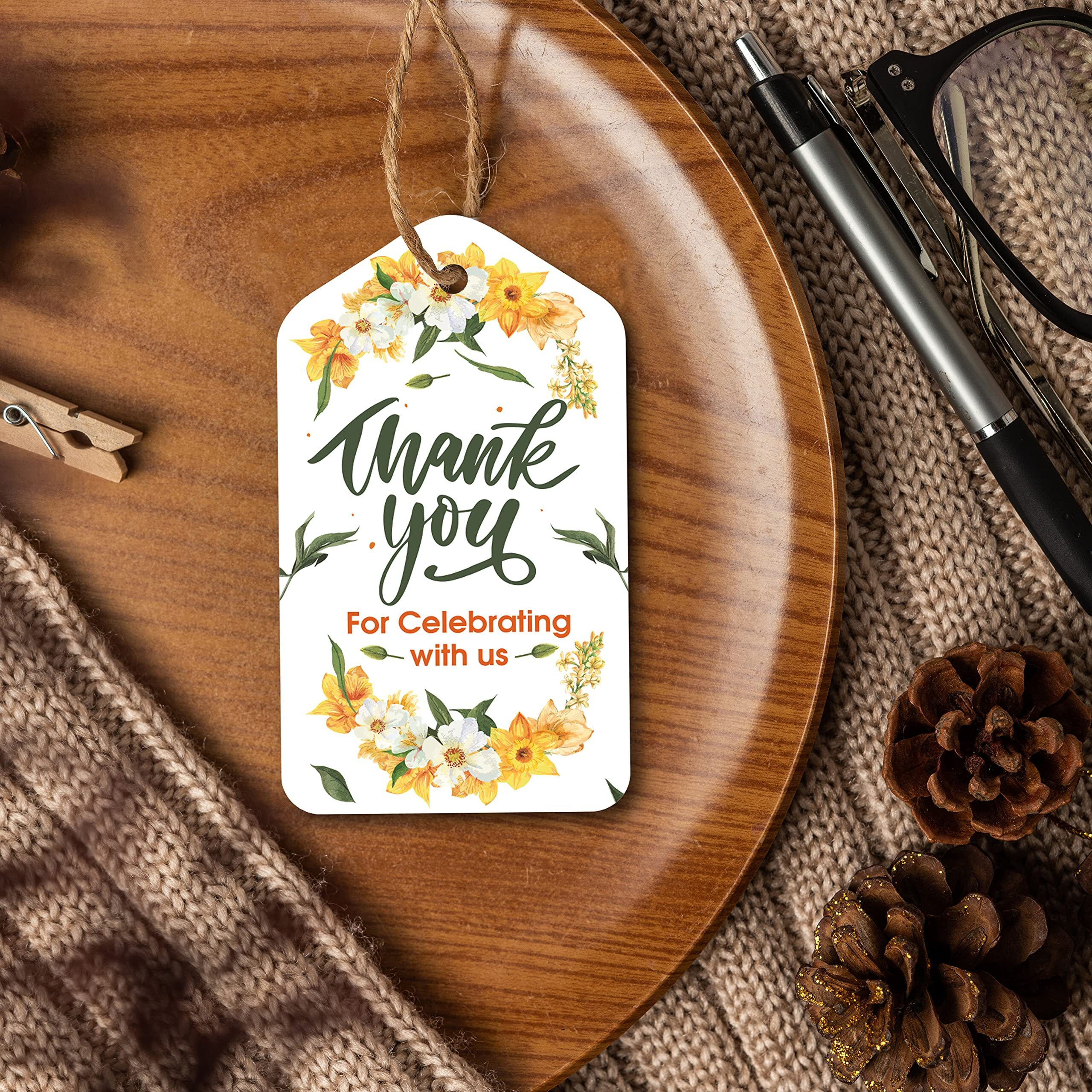 Clickedin - Thank You Tags For Packaging, Customized Packing Tags For Small Business 100 Pieces With Natural Jute Twine
