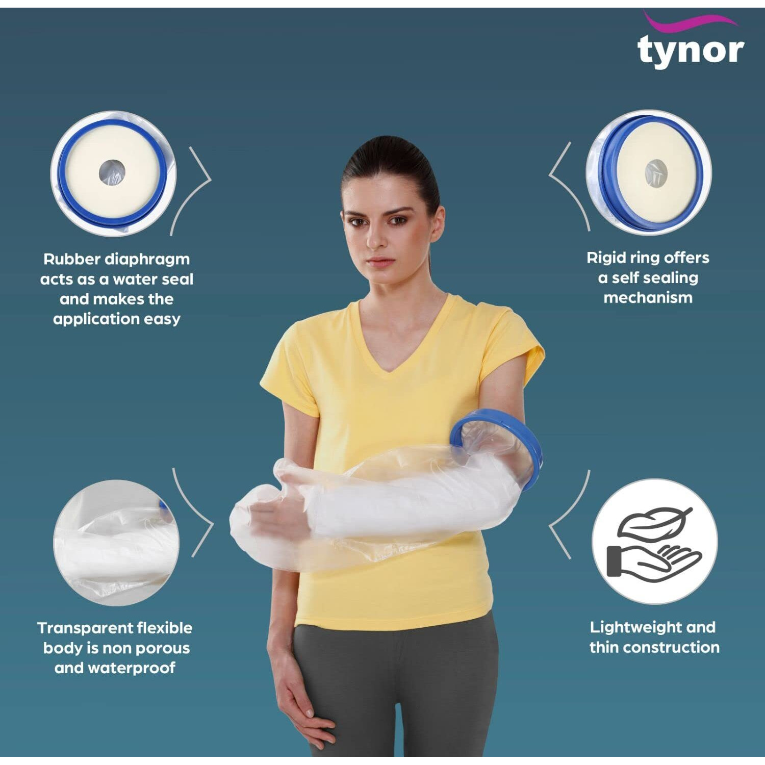 Tynor Cast Cover Arm, White, Universal Size, 1 Unit