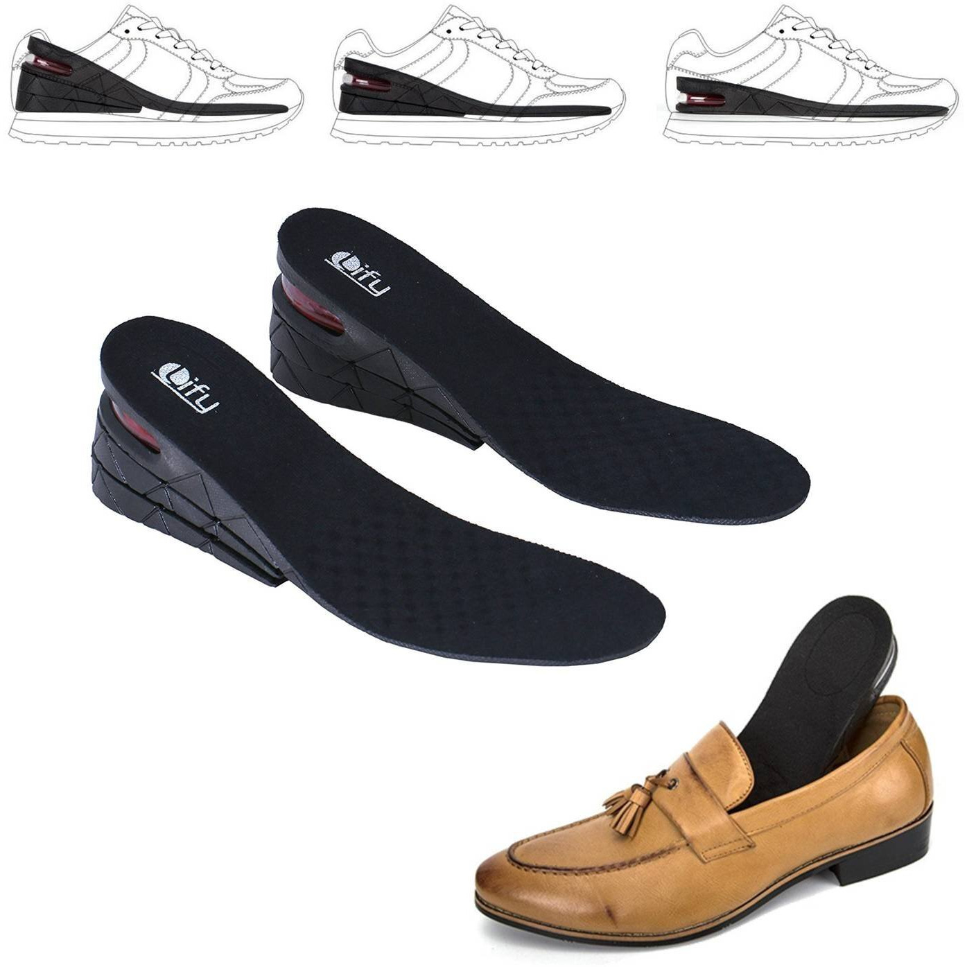 Lify Elevator Increased Insoles Shoe Lifts For Men, Women - Height Increasing Insole, Heel Lift Shoe Pads, 2.36 Inches Adjustable Insole - 1 Pair (3 Layer (6 Cm))