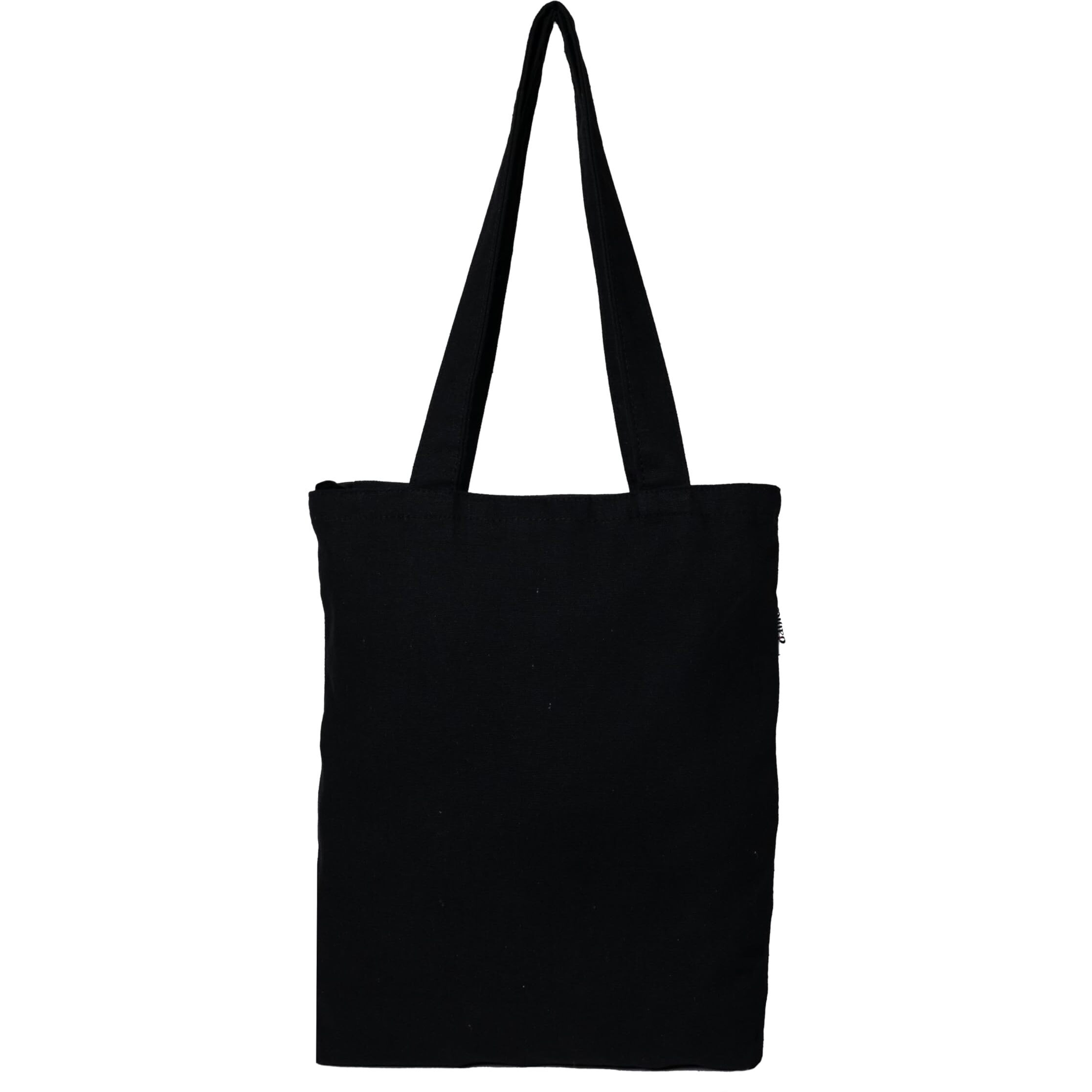 Danioo Canvas Tote Bag For Women, Multipurpose Handbags For Women With Zipper And Pocket For Travel, Shopping And College Tote Bag (Black) (Yellow Green)