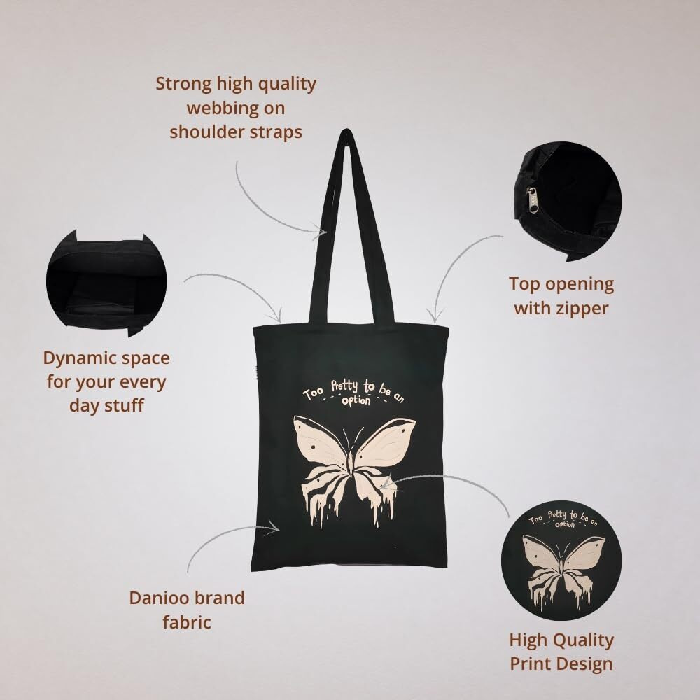 Danioo &quotDon'T Worry We Carry" Canvas Tote Bags For Women With Zipper And Inner Pocket Multipurpose Travel Shopping Beach Work Hand Bag College Tote Bags