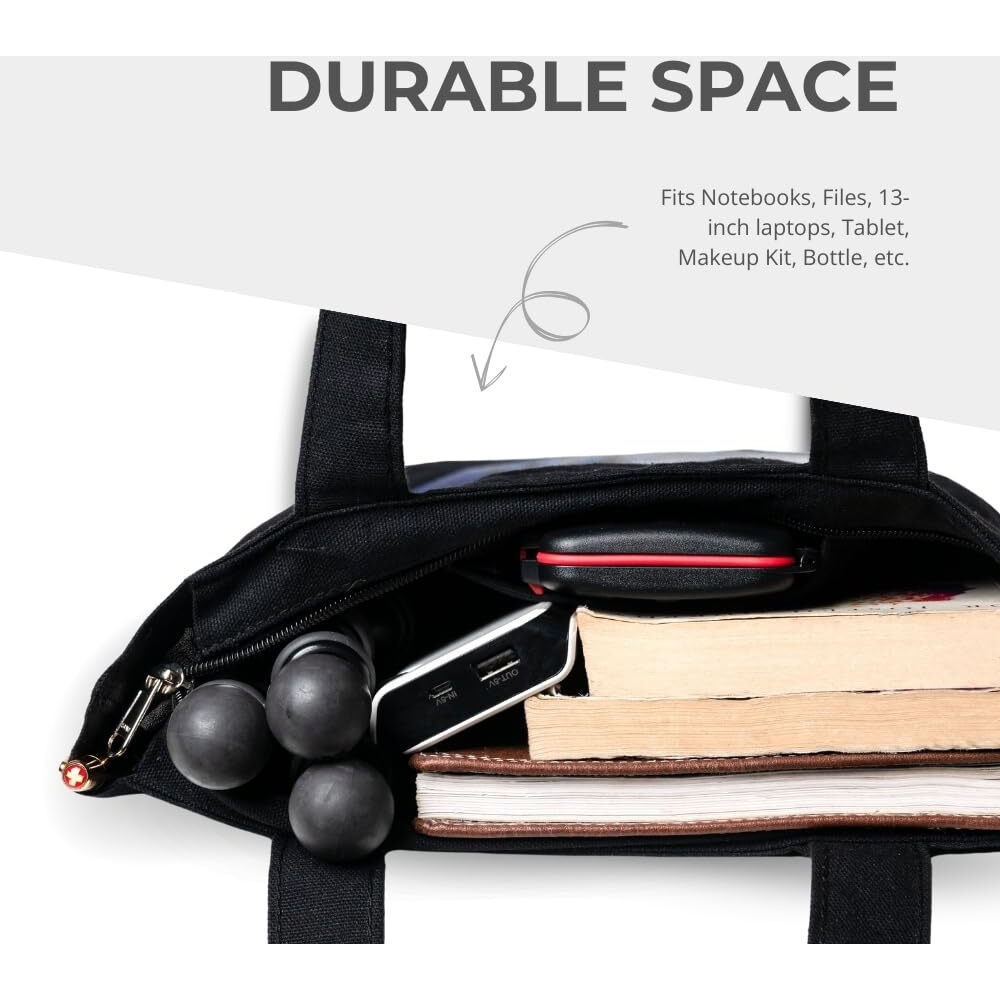 Danioo &quotDon'T Worry We Carry" Canvas Tote Bags For Women With Zipper And Inner Pocket Multipurpose Travel Shopping Beach Work Hand Bag College Tote Bags