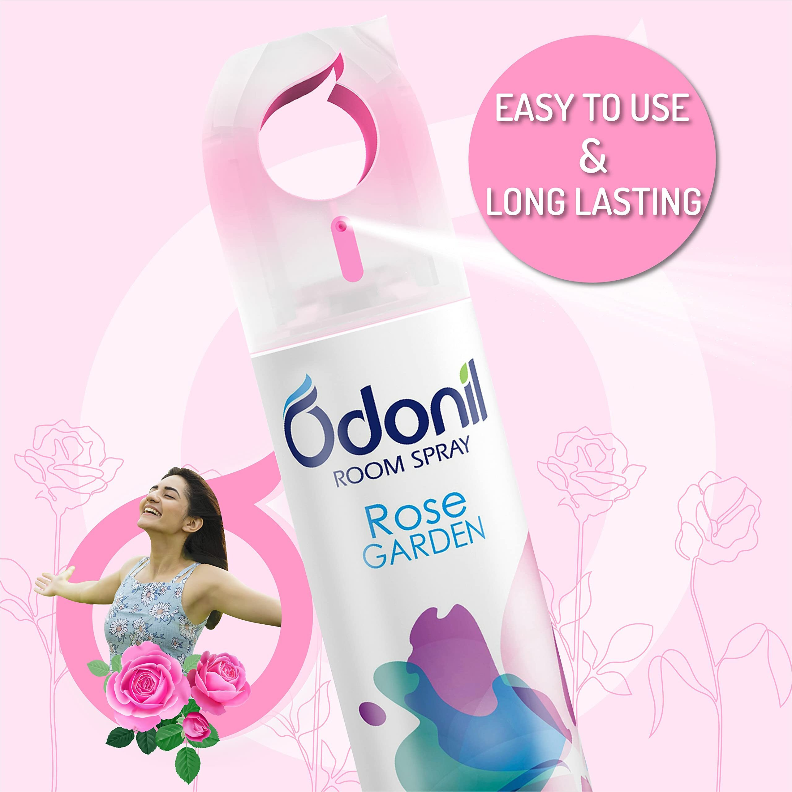 Odonil Room Air Freshner Spray, Rose Garden - 220 Ml | Nature Inspired Fragrance For Home & Office | Long Lasting Fragrance