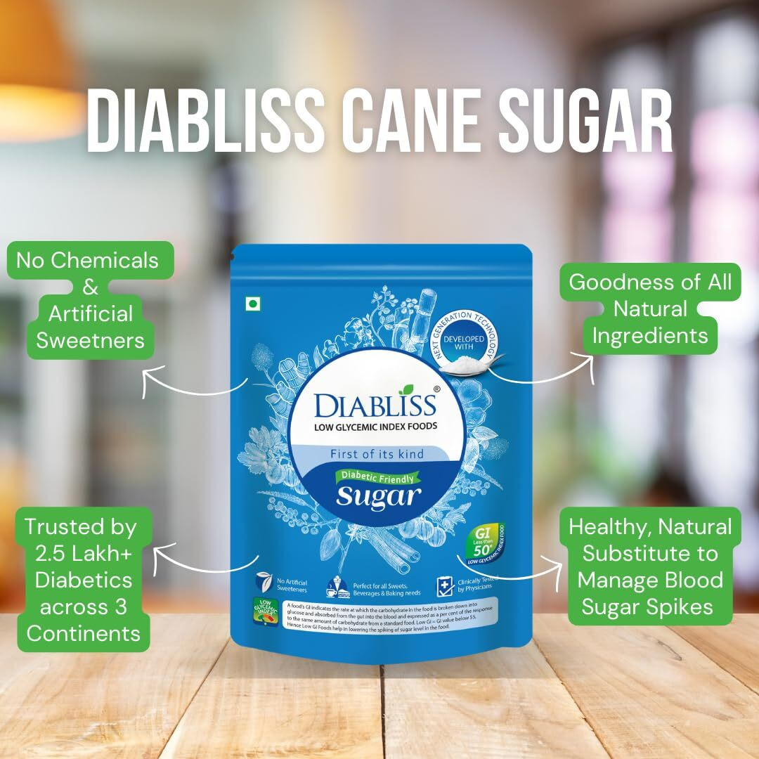 Diabliss Diabetic Friendly Herbal Cane Sugar - Free From Chemicals/Artificial Sweeteners - Low Glycemic Index (Gi) - 500G Pouch (500 G (Pack Of 2))