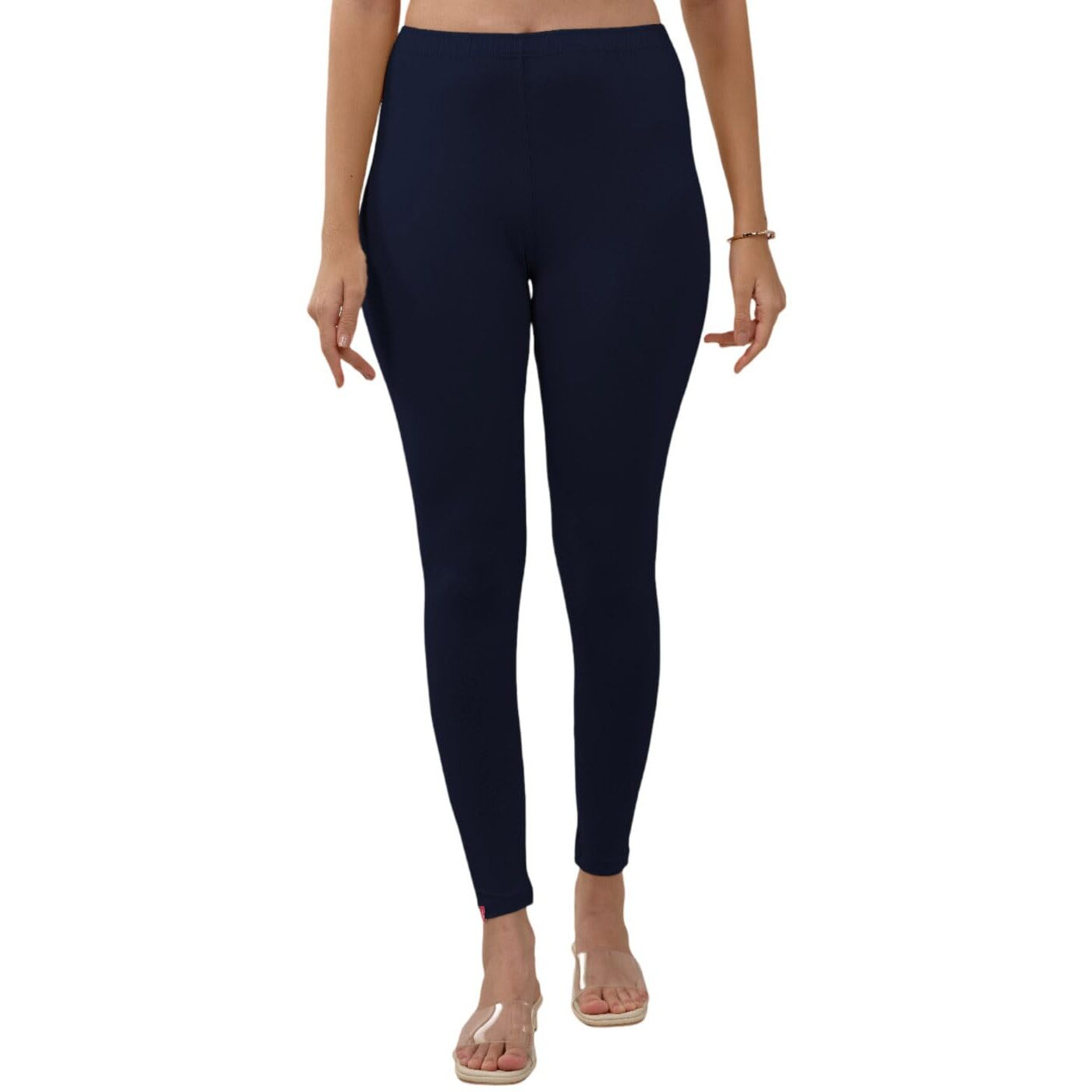 Lyra Women Solid Premium Cotton Ankle Length Leggings | Mid-Waist | Fashionwear