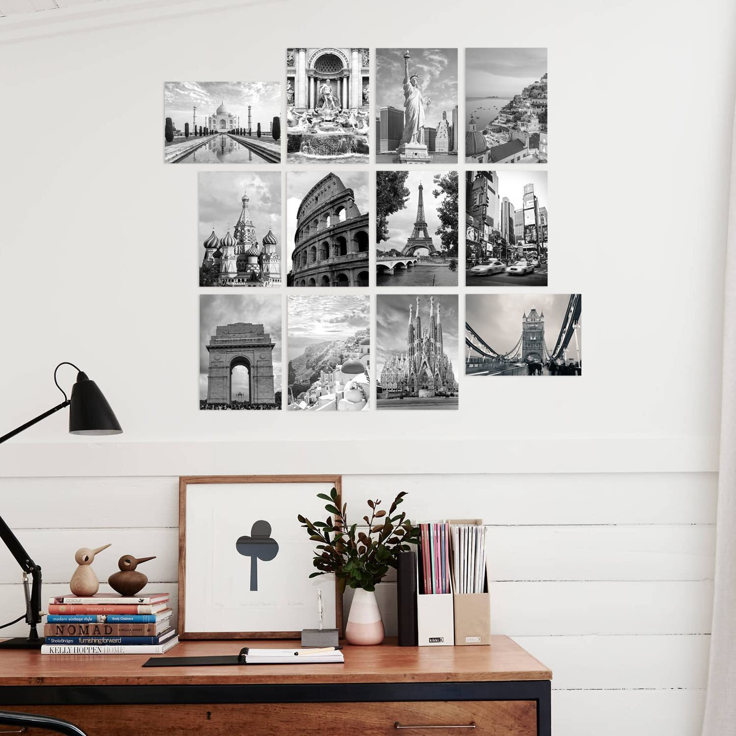 Paper Plane Design Black And White Posters For Living Room, Bedroom, And Office Decoration Poster Set Of 12 Size A4 (29 X 21 Cm)