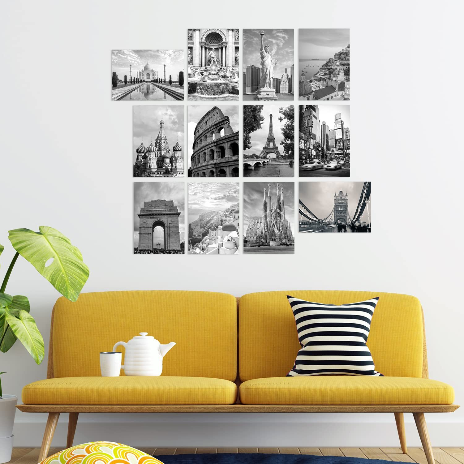 Paper Plane Design Black And White Posters For Living Room, Bedroom, And Office Decoration Poster Set Of 12 Size A4 (29 X 21 Cm)