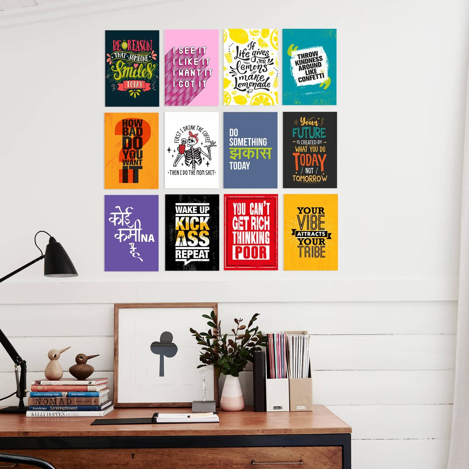 Paper Plane Design Quote Wall Poster For Living Room Bedroom Office Wall Decoration Set Of 12 (29 X 21 Cm)