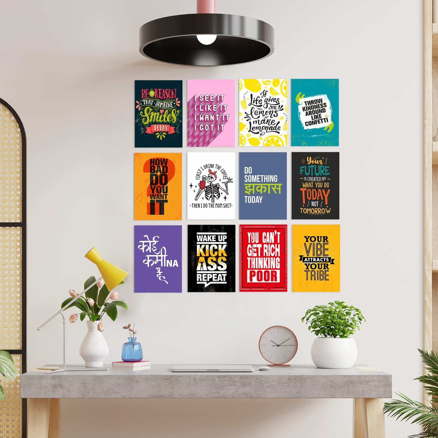 Paper Plane Design Quote Wall Poster For Living Room Bedroom Office Wall Decoration Set Of 12 (29 X 21 Cm)