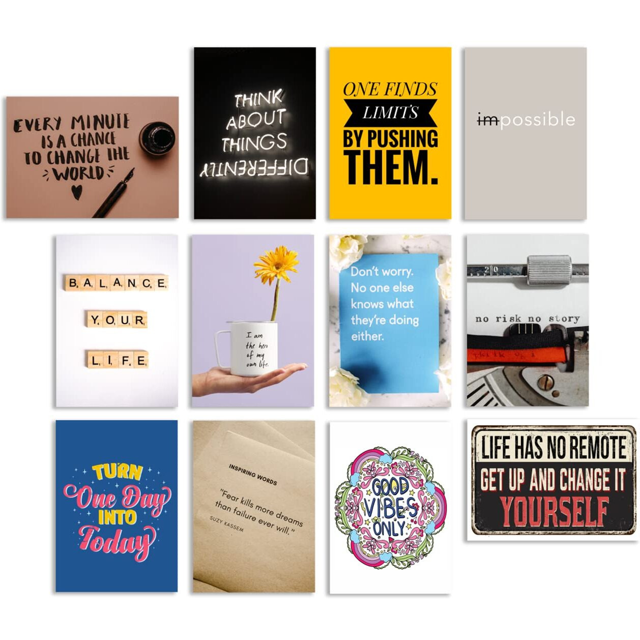 Paper Plane Design Life Quotes Wall Poster For Home Office Set Of 12 Poster A4 Size(29 X 21 Cm)