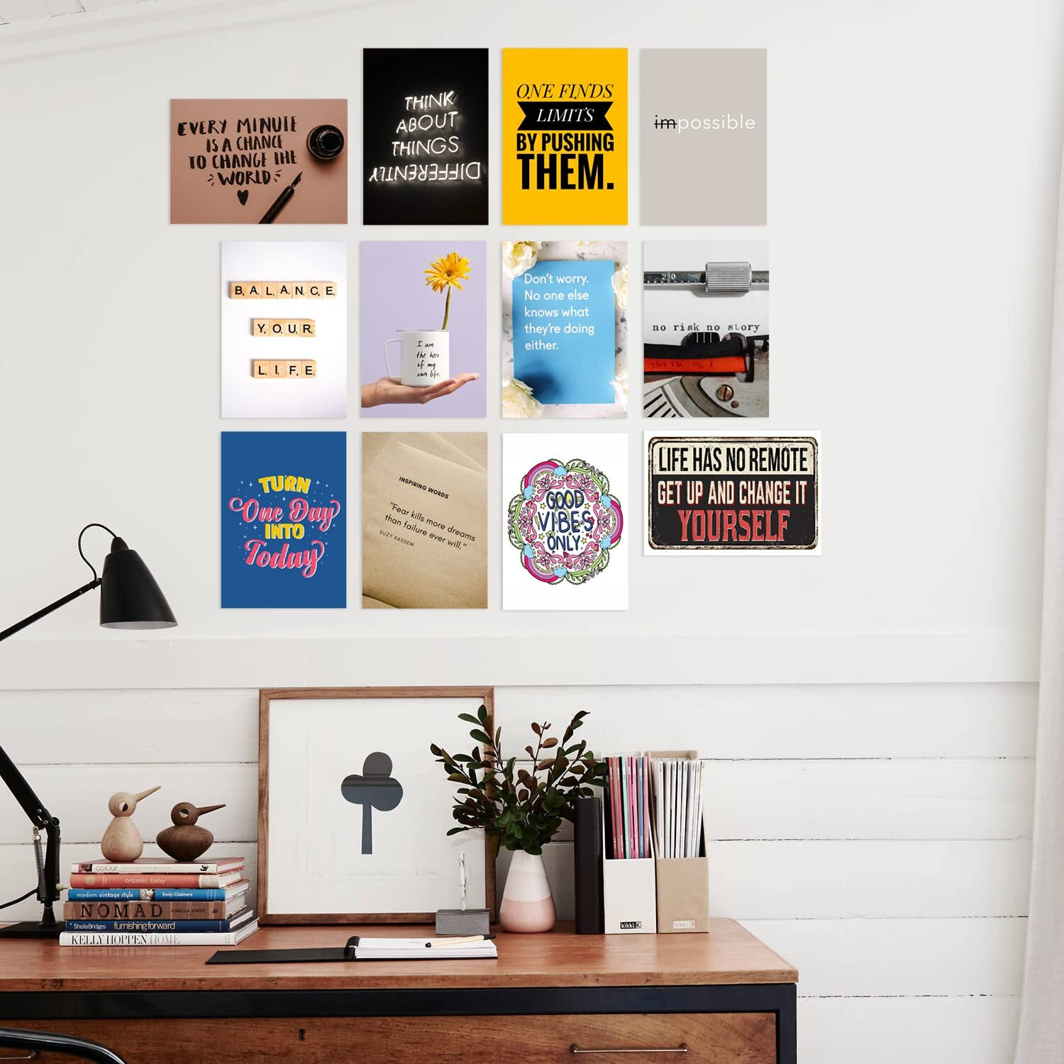 Paper Plane Design Life Quotes Wall Poster For Home Office Set Of 12 Poster A4 Size(29 X 21 Cm)