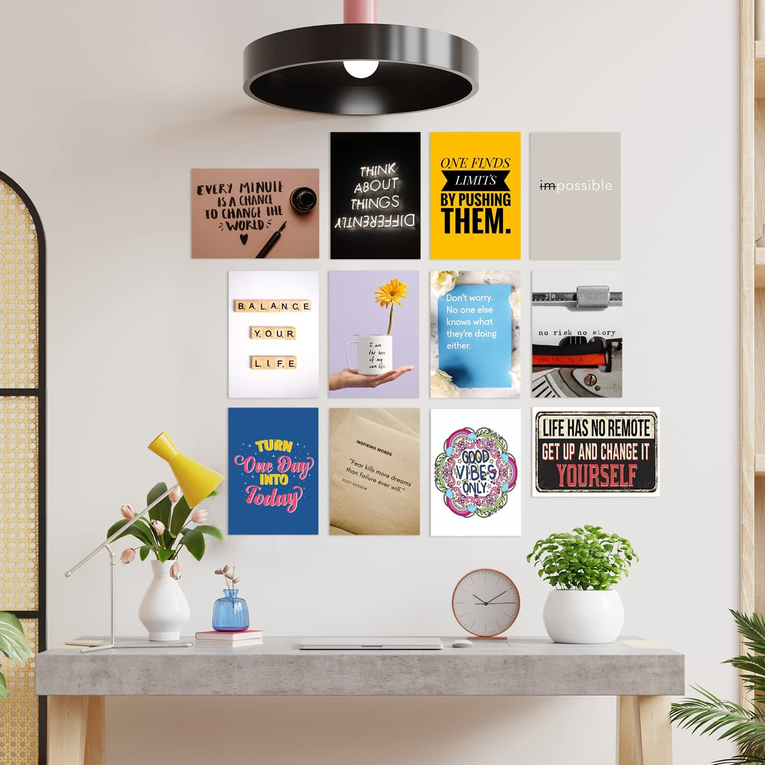 Paper Plane Design Life Quotes Wall Poster For Home Office Set Of 12 Poster A4 Size(29 X 21 Cm)