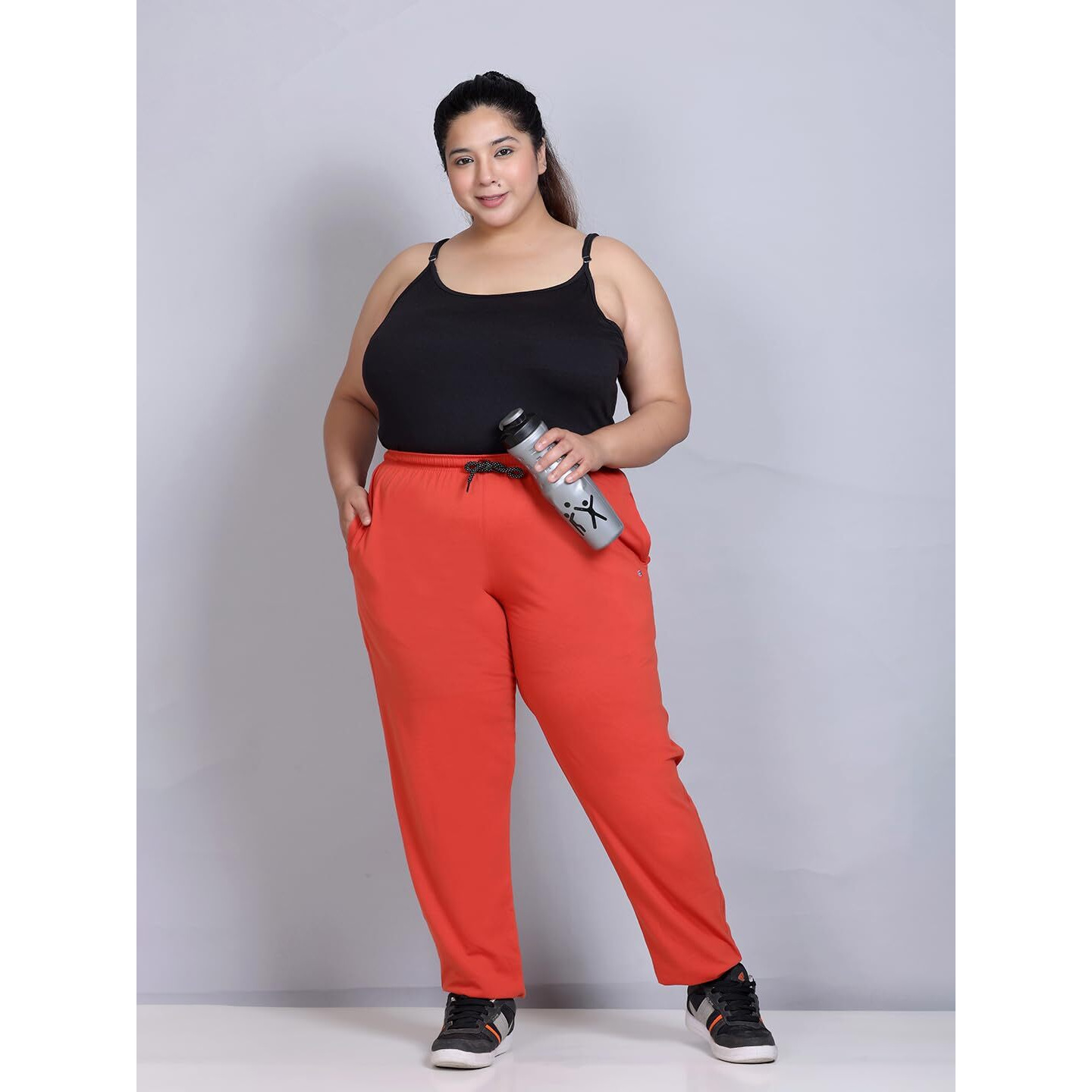 Cupid Women Regular Fit Cotton Solid Comfortable Track Pant, Lower, Trouser, Joggers, Lounge N Daily Gym Wear For Ladies_Tangy Orange_M