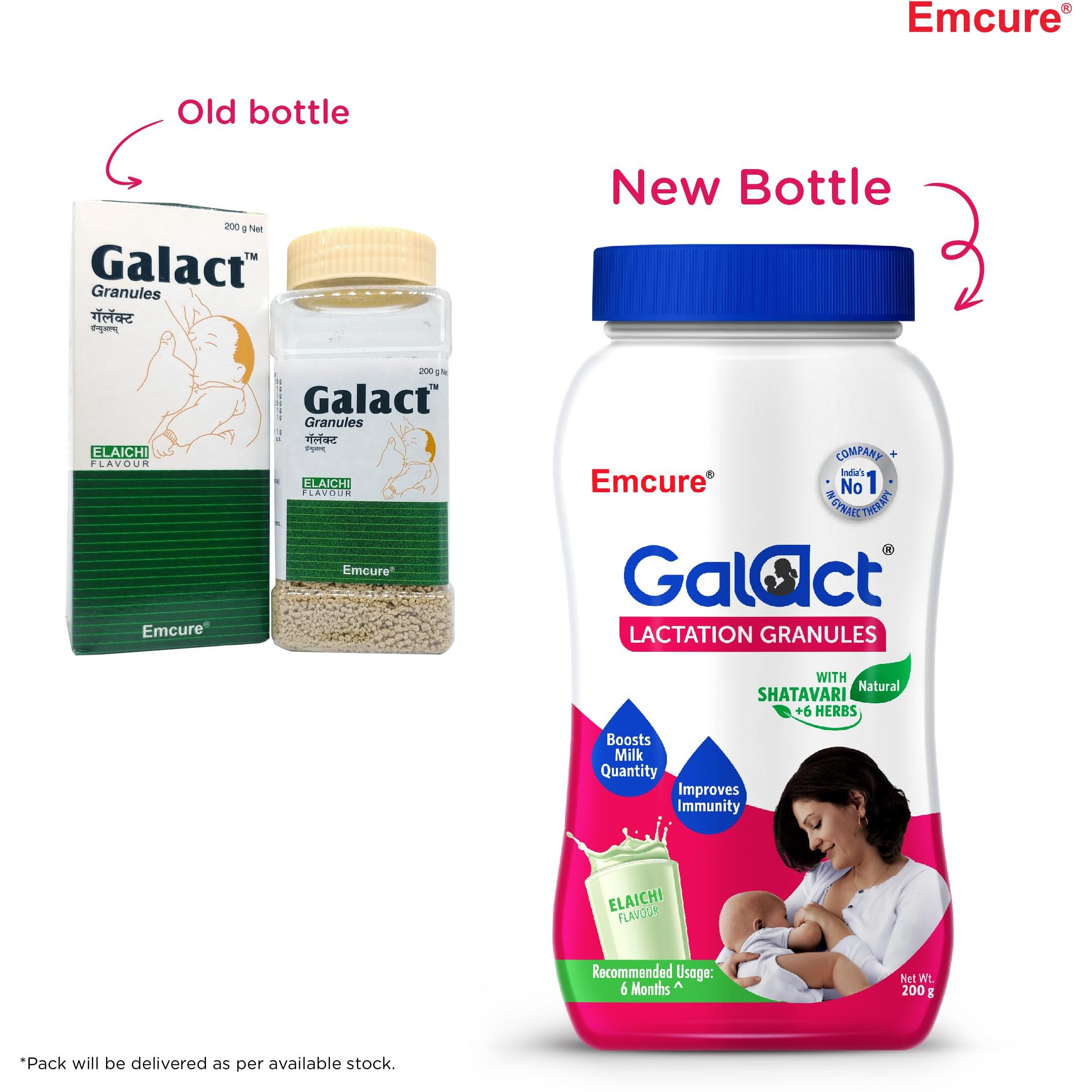 Galact Granules For Breastfeeding - Lactation Supplement With Shatavari To Increase Breast Milk - Elaichi Flavor 200G | 10-Day Pack | 2 Scoops Per Serving With Milk | From Emcure Pharmaceuticals Ltd.